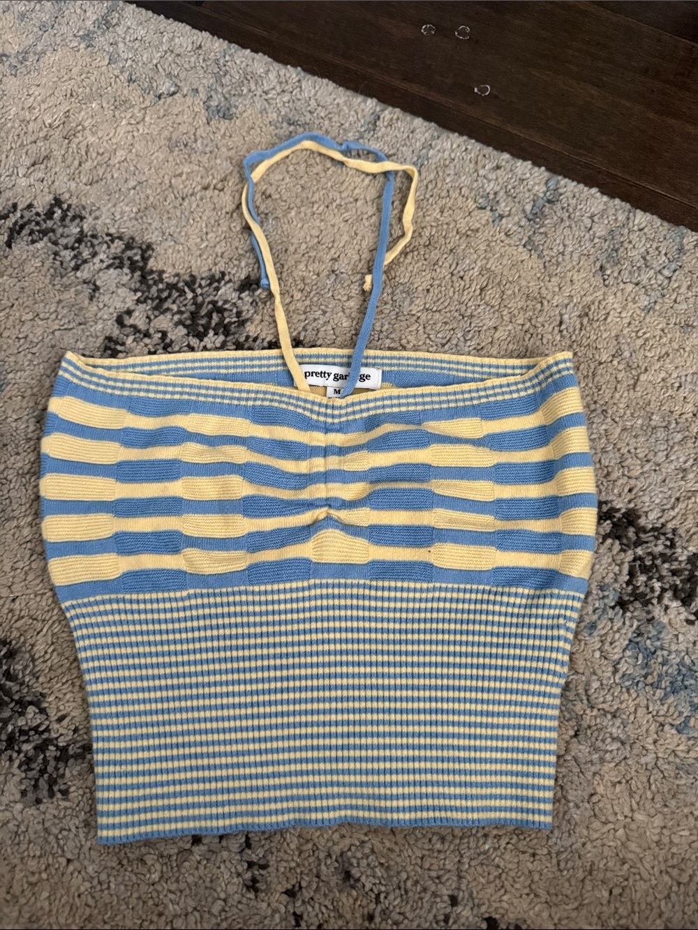 Pretty Garbage Yellow & Blue Striped Knit Tube Top